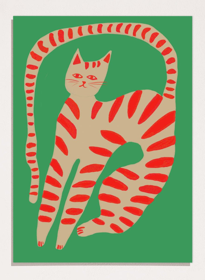 The Art Concept - Striped Cat Stretching Art Print_Sugar & Canvas_The Art Concept