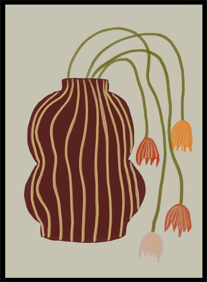 The Art Concept - Striped Vase Drooping Flowers Art Print_Sugar & Canvas_The Art Concept