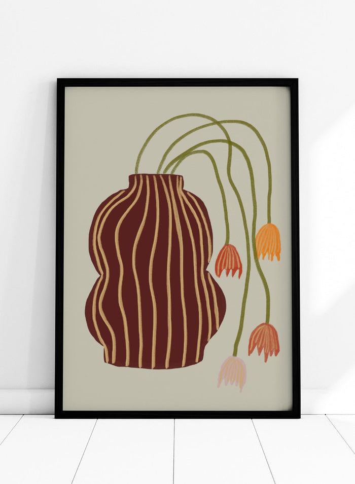 The Art Concept - Striped Vase Drooping Flowers Art Print_Sugar & Canvas_The Art Concept