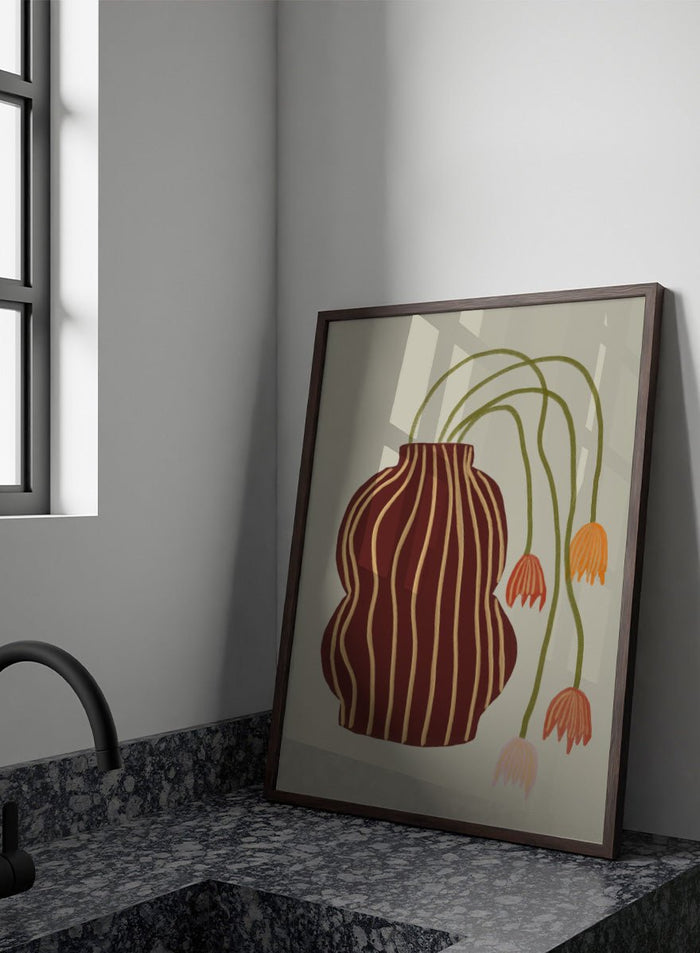 The Art Concept - Striped Vase Drooping Flowers Art Print_Sugar & Canvas_The Art Concept