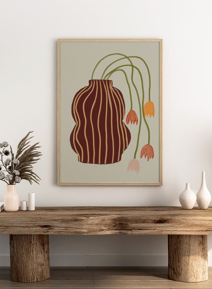 The Art Concept - Striped Vase Drooping Flowers Art Print_Sugar & Canvas_The Art Concept