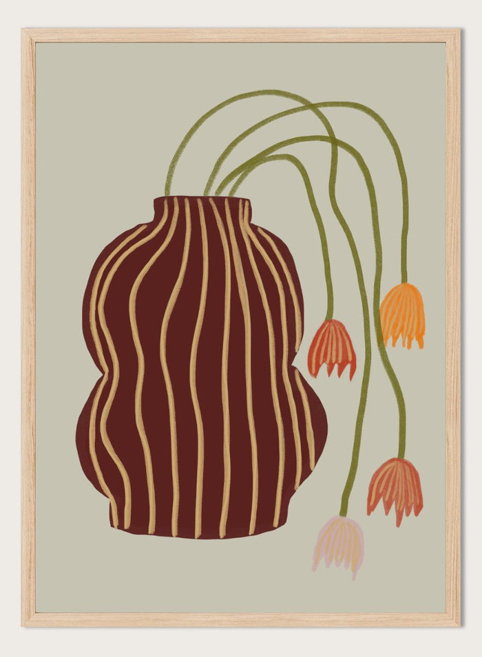 The Art Concept - Striped Vase Drooping Flowers Art Print_Sugar & Canvas_The Art Concept