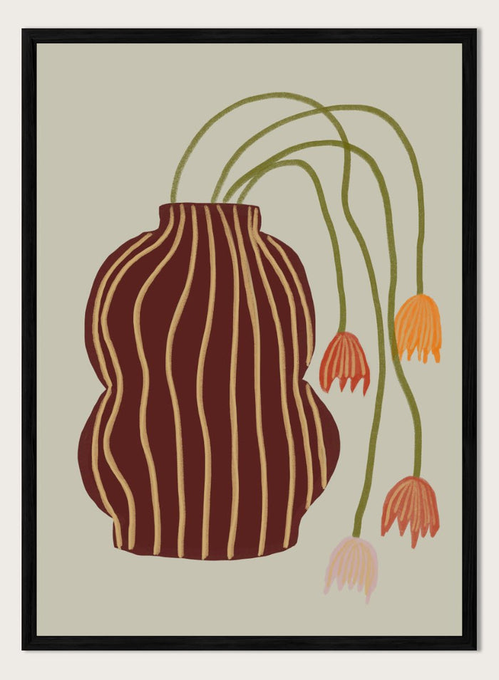 The Art Concept - Striped Vase Drooping Flowers Art Print_Sugar & Canvas_The Art Concept