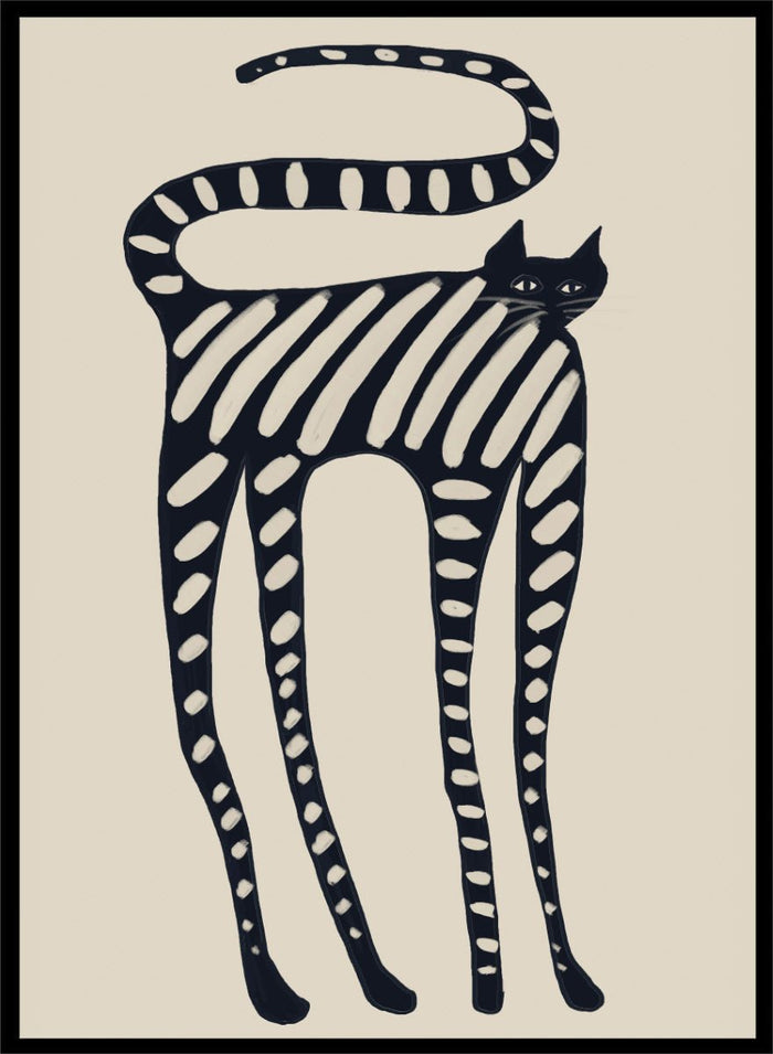 The Art Concept - Striped Whimsical Cat Art Print_Sugar & Canvas_The Art Concept