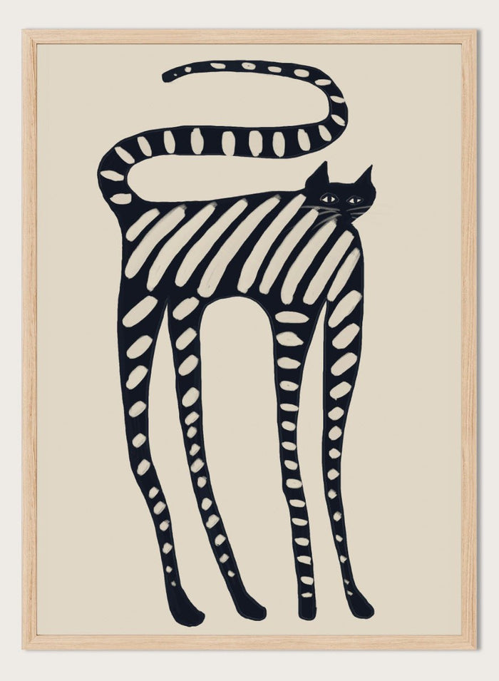 The Art Concept - Striped Whimsical Cat Art Print_Sugar & Canvas_The Art Concept