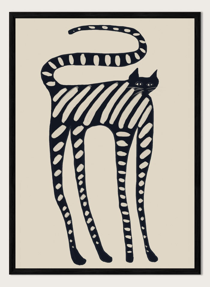 The Art Concept - Striped Whimsical Cat Art Print_Sugar & Canvas_The Art Concept