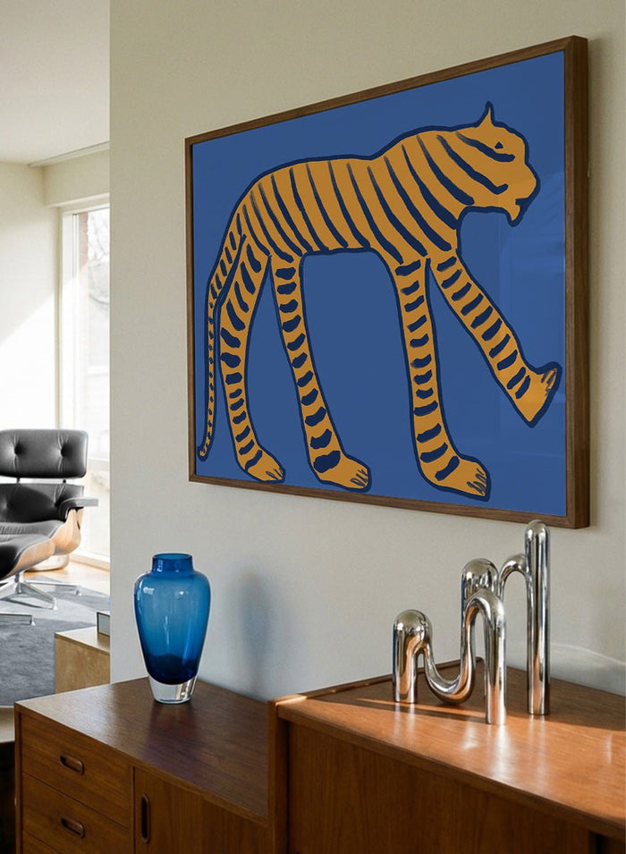 The Art Concept - Stylized Blue Tiger Art Print_Sugar & Canvas_The Art Concept
