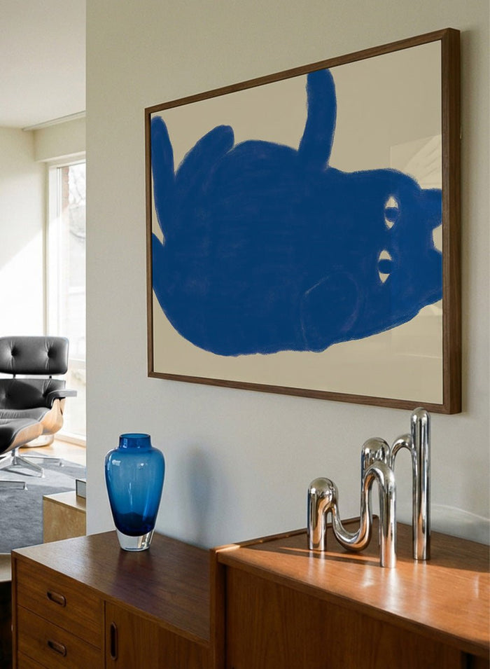The Art Concept - Whimsical Blue Cat Art Print_Sugar & Canvas_The Art Concept