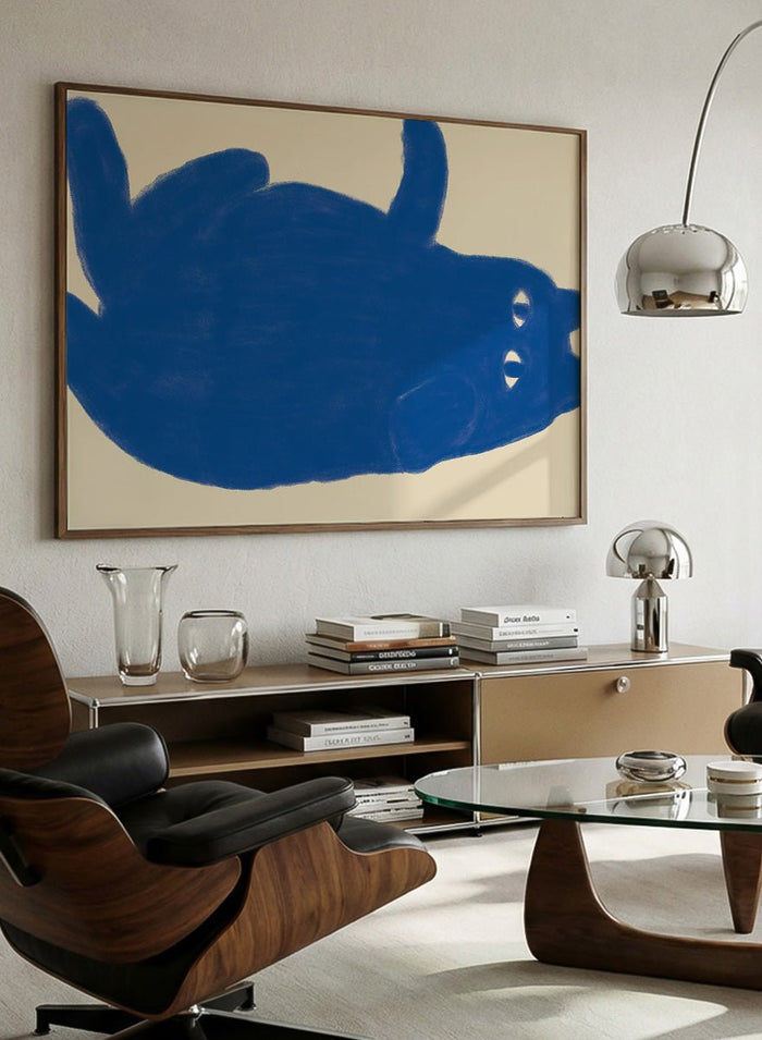 The Art Concept - Whimsical Blue Cat Art Print_Sugar & Canvas_The Art Concept