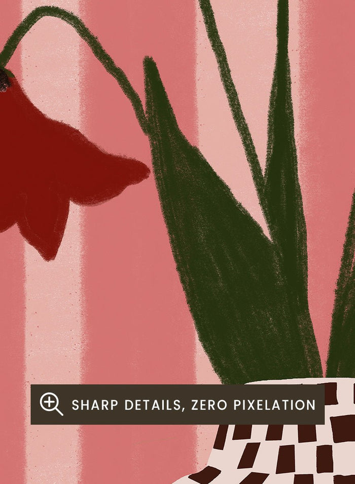 The Art Concept - Whimsical Flowers Checkered Vase Art Print_Sugar & Canvas_The Art Concept