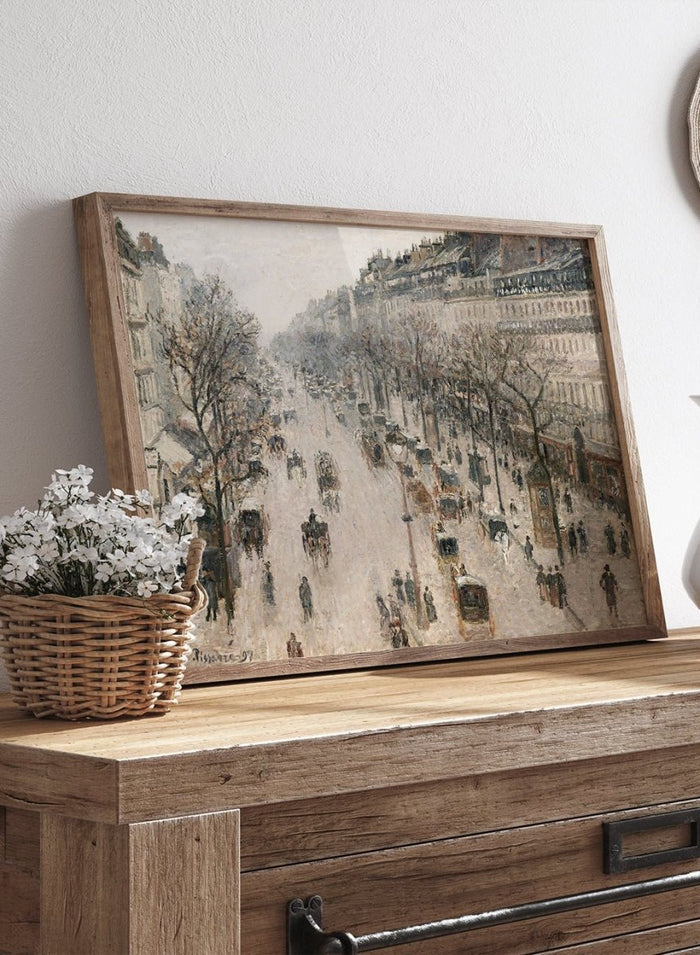 "The Boulevard Montmartre on a Winter Morning" Art Print_Sugar & Canvas_Camille Pissarro