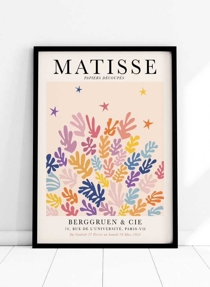 This Cut-Outs inspired fine art print brings together all the things people love about Henri Matisse: bold shapes, playful color, and an easy, upbeat mood. The layered organic forms feel lively without being busy, and the soft background keeps everything light and modern. This is the kind of artwork that makes your wall feel happier the moment it goes up.