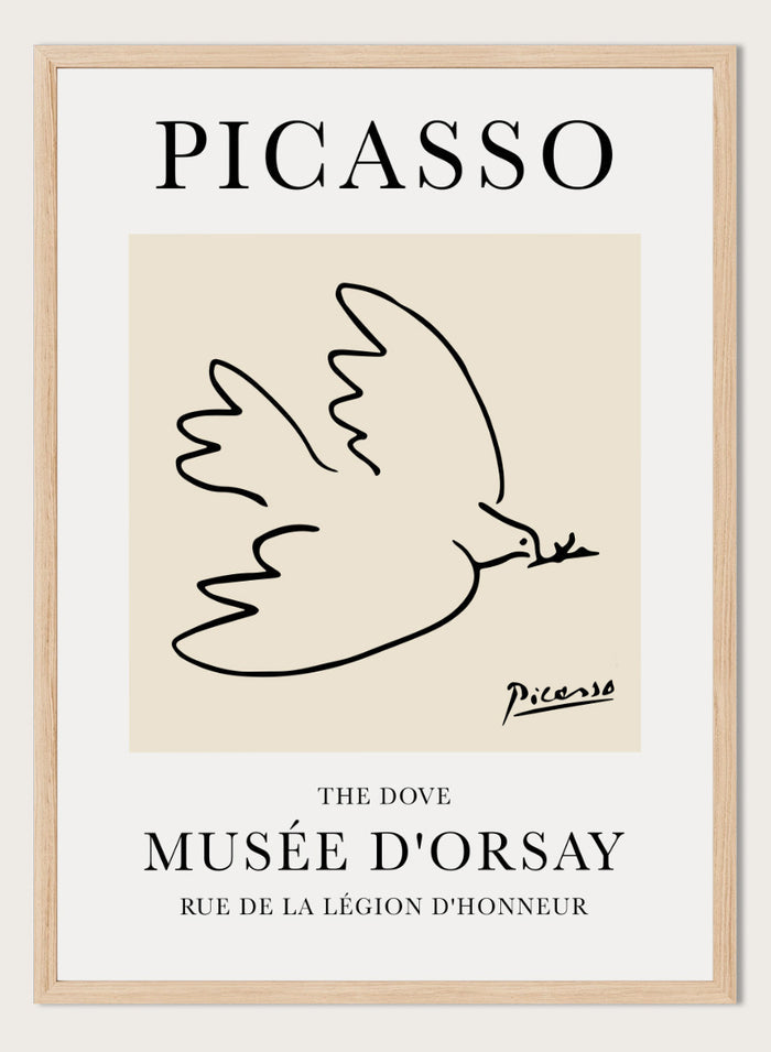 Inspired by Pablo Picasso's Artwork Dove of Peace 1949 (L'art et la paix), this signed lithograph wall art print showcases an illustration of dove birds against a colorful background. Featuring abstract one line art graphic, this vintage exhibition poster from Tate Gallery is perfect for any boho, retro, minimalist space.