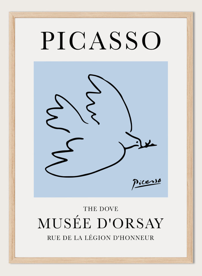 Inspired by Pablo Picasso's Artwork Dove of Peace 1949 (L'art et la paix), this signed lithograph wall art print showcases an illustration of dove birds against a colorful background. Featuring abstract one line art graphic, this vintage exhibition poster from Tate Gallery is perfect for any boho, retro, minimalist space.
