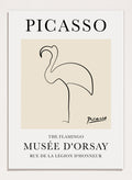 Featuring Pablo Picasso's Artwork The Flamingo (Esquisse D'une Flamand), this signed serigraph wall art print showcases outline of a flamingo sketch line drawing against colorful background. Featuring abstract one line art, this vintage exhibition poster from Musée d'Orsay is perfect for any boho, retro, minimalist space.