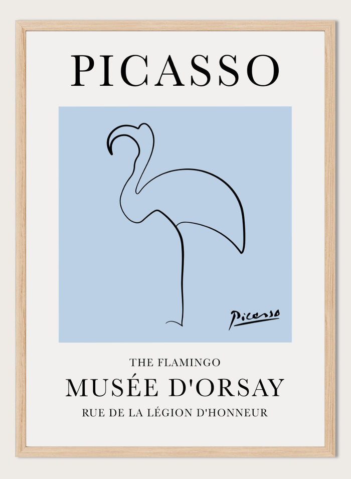 Featuring Pablo Picasso's Artwork The Flamingo (Esquisse D'une Flamand), this signed serigraph wall art print showcases outline of a flamingo sketch line drawing against colorful background. Featuring abstract one line art, this vintage exhibition poster from Musée d'Orsay is perfect for any boho, retro, minimalist space.