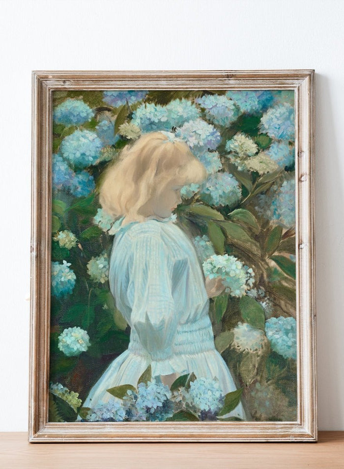 "The Little Girl with Hydrangeas" Art Print_Sugar & Canvas_Jacques-Émile Blanche
