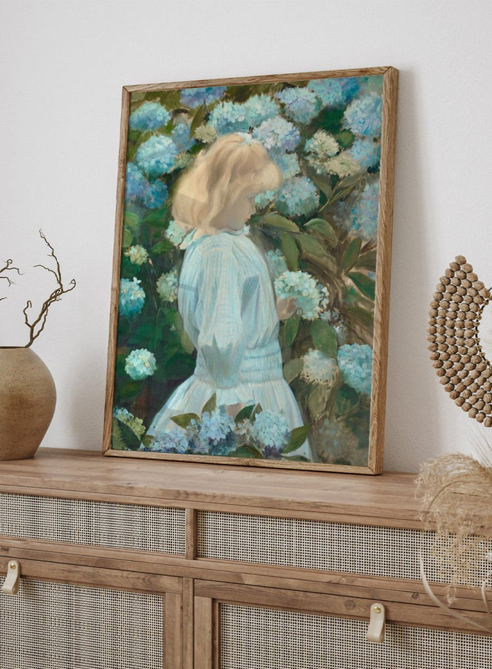 "The Little Girl with Hydrangeas" Art Print_Sugar & Canvas_Jacques-Émile Blanche