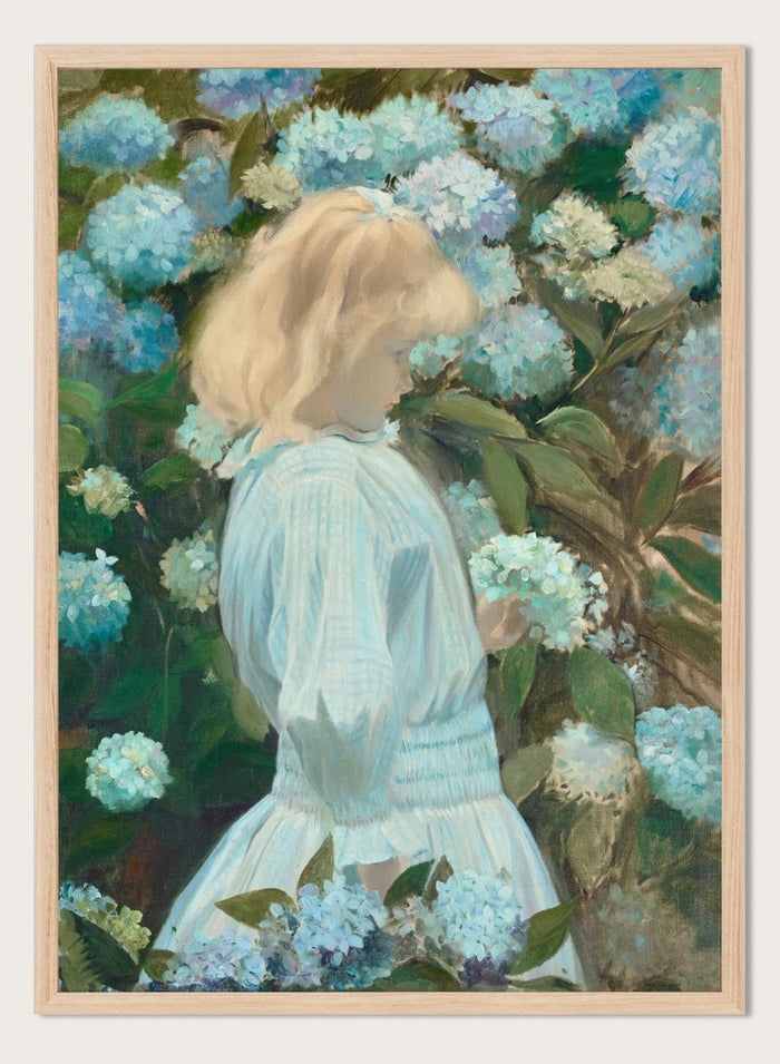 "The Little Girl with Hydrangeas" Art Print_Sugar & Canvas_Jacques-Émile Blanche