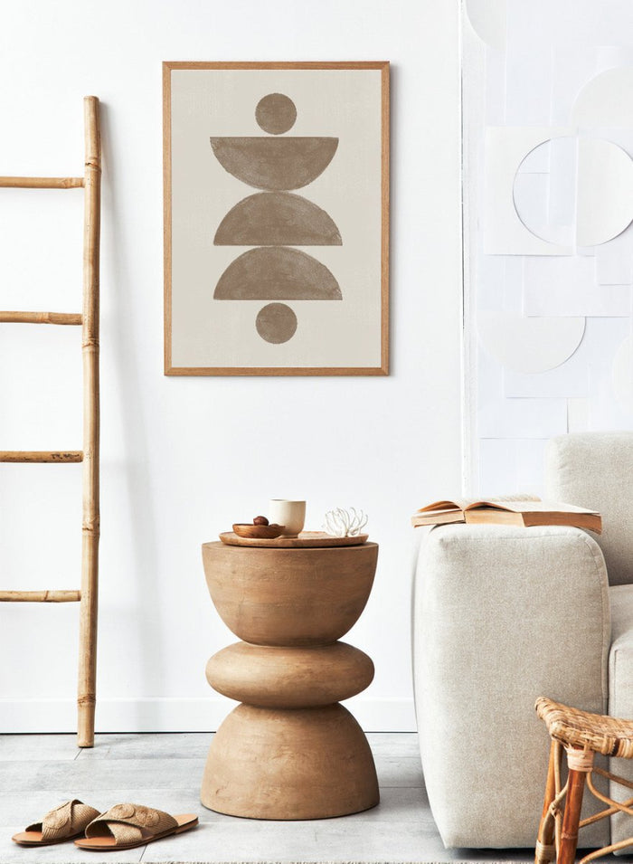 Minimal geometric art print by The MIUUS Studio featuring abstract shapes in warm neutral tones. Modern minimalist wall art poster with balanced geometric design.