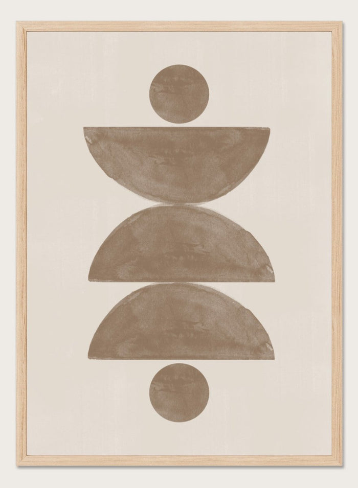 Minimal geometric art print by The MIUUS Studio featuring abstract shapes in warm neutral tones. Modern minimalist wall art poster with balanced geometric design.