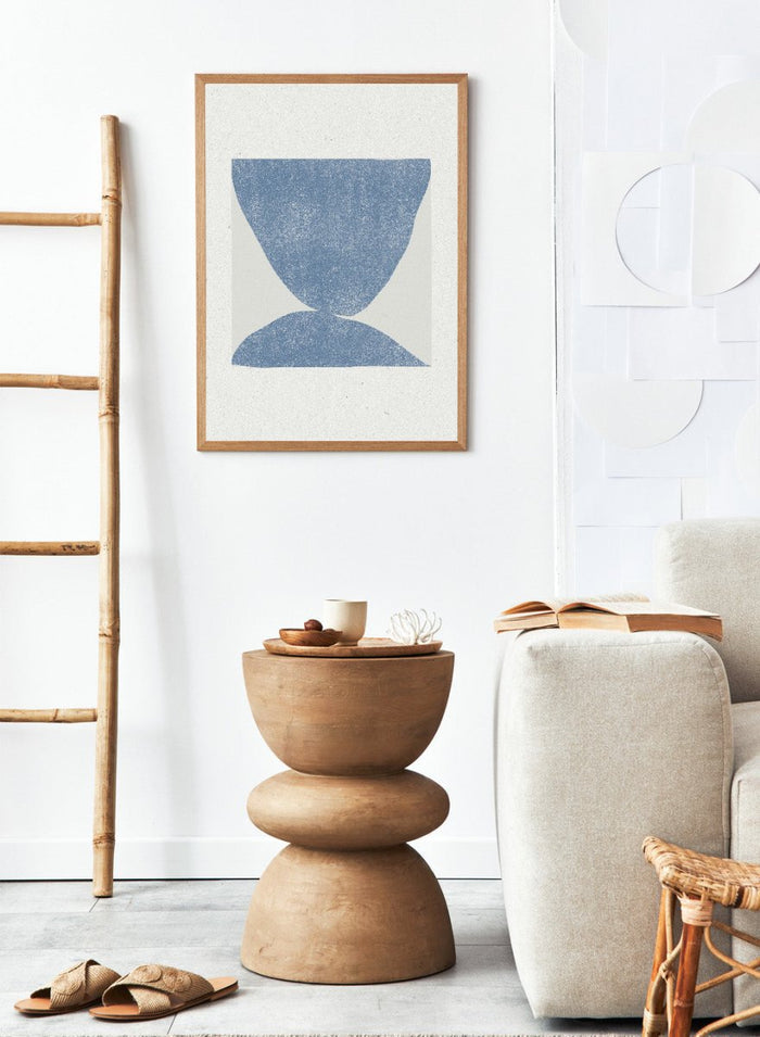 Blue Symmetry by The MIUUS Studio is a modern abstract art print exploring balance, minimal form, and texture. Officially licensed fine art poster with optional framing.