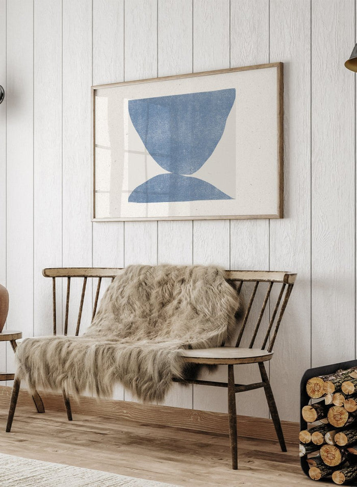 Blue Symmetry by The MIUUS Studio is a modern abstract art print exploring balance, minimal form, and texture. Officially licensed fine art poster with optional framing.