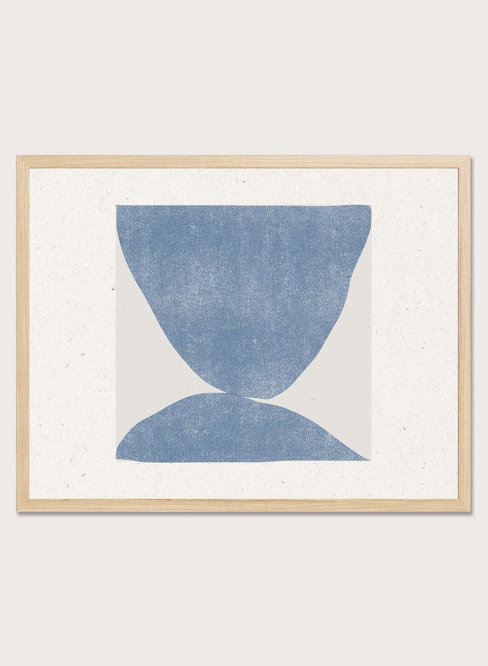 Blue Symmetry by The MIUUS Studio is a modern abstract art print exploring balance, minimal form, and texture. Officially licensed fine art poster with optional framing.