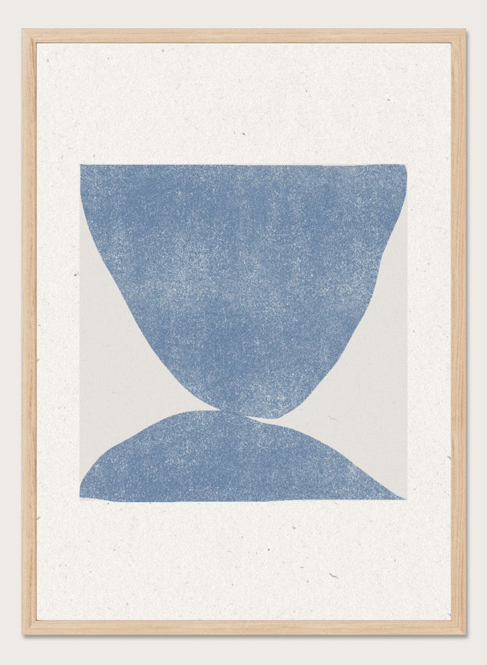 Blue Symmetry by The MIUUS Studio is a modern abstract art print exploring balance, minimal form, and texture. Officially licensed fine art poster with optional framing.