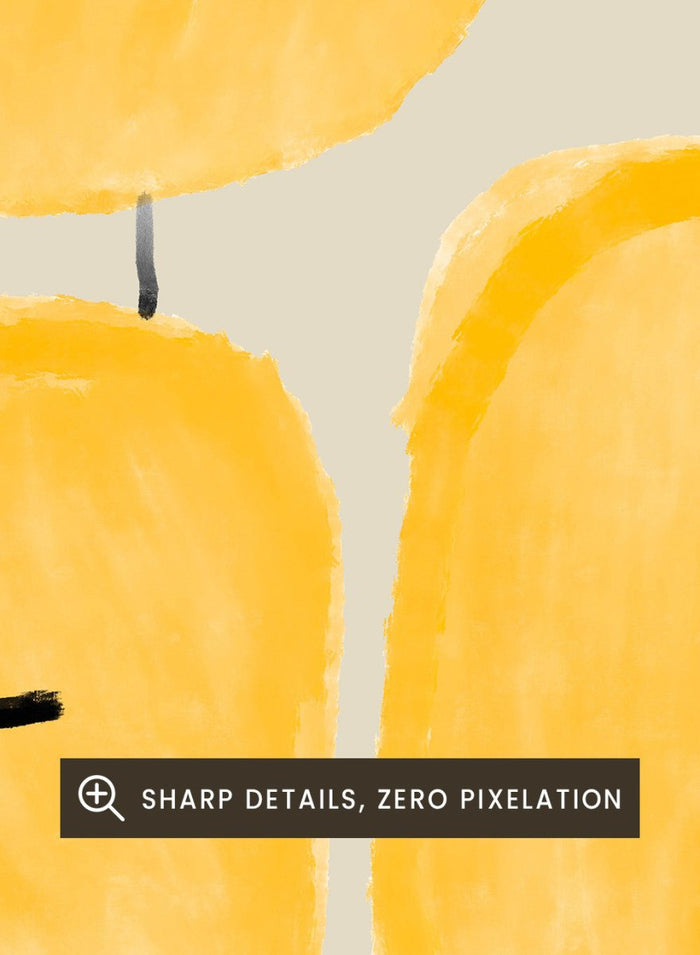 Abstract yellow plant art print by The MIUUS Studio. Minimalist modern wall art poster featuring geometric shapes, soft textures, and contemporary design.