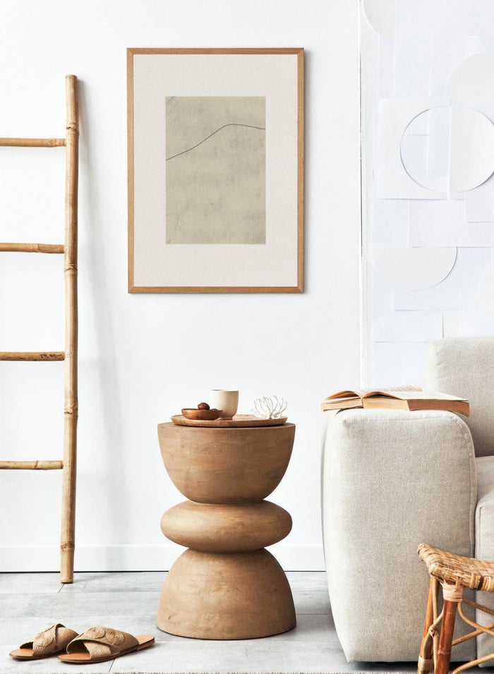 Minimal abstract line art print by The MIUUS Studio. Neutral beige wall art poster with modern graphic design, soft texture, contemporary abstract art print.