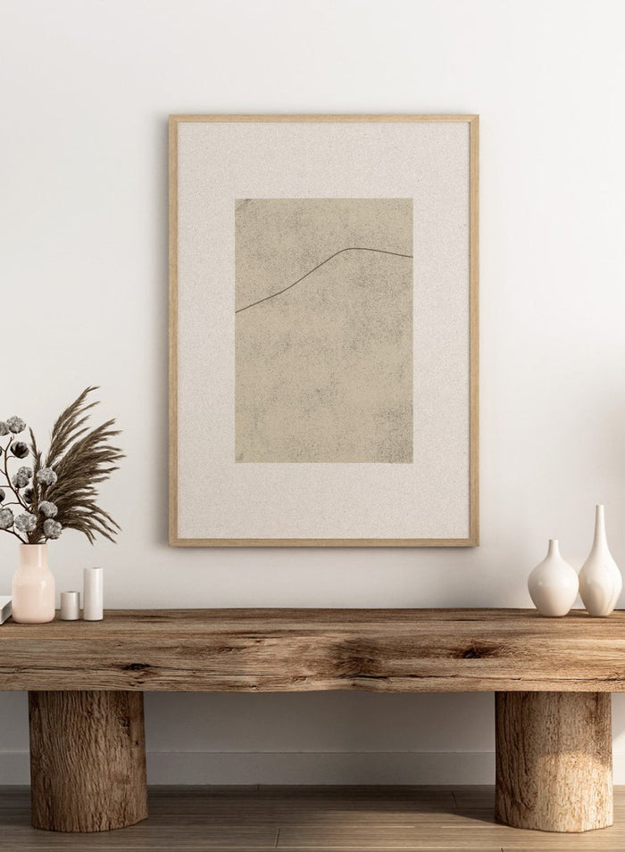 Minimal abstract line art print by The MIUUS Studio. Neutral beige wall art poster with modern graphic design, soft texture, contemporary abstract art print.