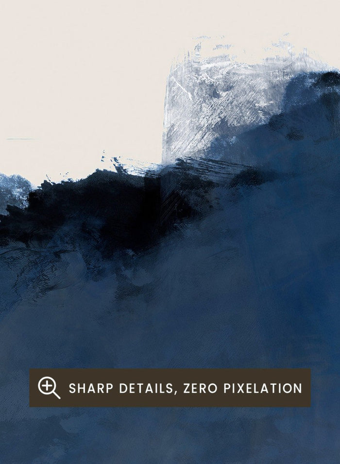 Abstract blue wall art print by The MIUUS Studio. Modern minimalist poster featuring deep navy tones, soft textures, and contemporary abstract design.