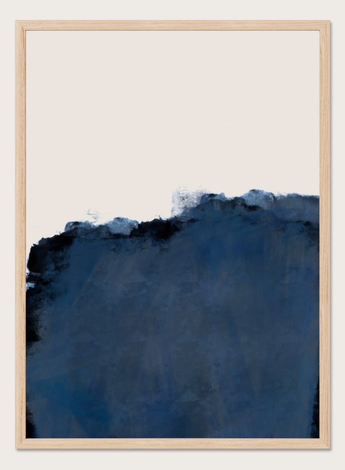 Abstract blue wall art print by The MIUUS Studio. Modern minimalist poster featuring deep navy tones, soft textures, and contemporary abstract design.