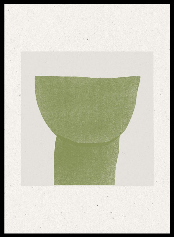 Verdant Tranquility art print by The MIUUS Studio. Minimalist abstract wall art poster in soft green tones, contemporary graphic design, fine art print.