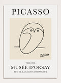 Featuring Pablo Picasso's Artwork The Owl (Esquisse D'une Chouette), this signed serigraph wall art print showcases outline of an owl sketch line drawing against colorful background. Featuring abstract one line art, this vintage exhibition poster from Musée d'Orsay is perfect for any boho, retro, minimalist space.