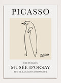 Featuring Pablo Picasso's Artwork The Penguin (Esquisse D'un Pingouin), this signed serigraph wall art print showcases outline of a penguin sketch line drawing against colorful background. Featuring abstract one line art, this vintage exhibition poster from Musée d'Orsay is perfect for any boho, retro, minimalist space.
