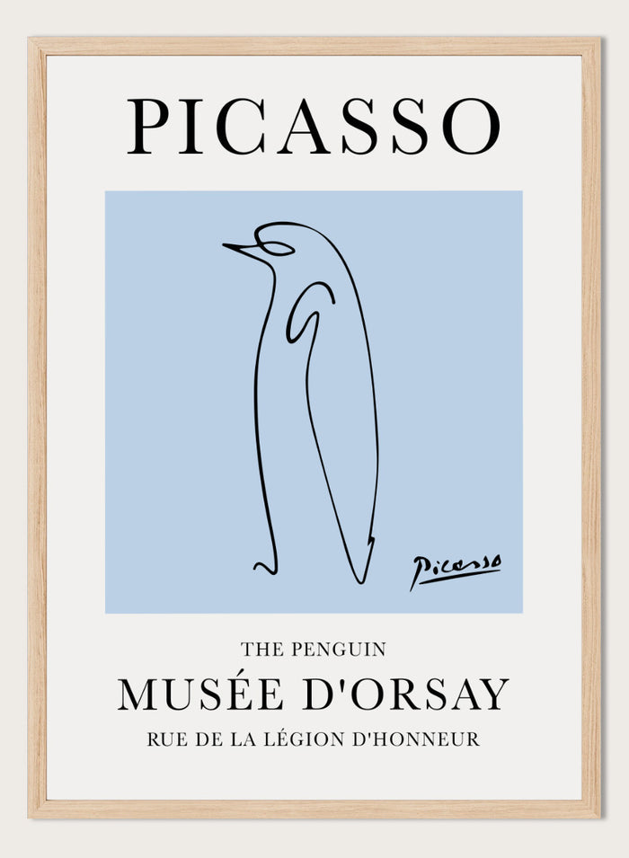 Featuring Pablo Picasso's Artwork The Penguin (Esquisse D'un Pingouin), this signed serigraph wall art print showcases outline of a penguin sketch line drawing against colorful background. Featuring abstract one line art, this vintage exhibition poster from Musée d'Orsay is perfect for any boho, retro, minimalist space.