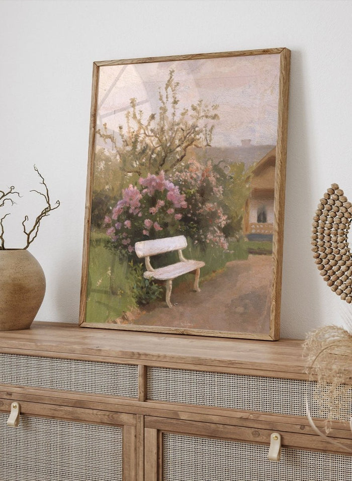 "The White Garden Bench" Art Print_Sugar & Canvas_Jan Stanislawski