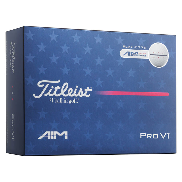 Titleist Limited Edition Pro V1 Aim Red, White & Blue 1776 Golf Balls
