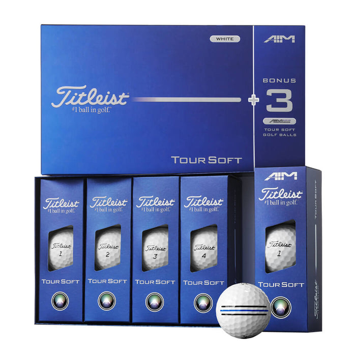 Titleist Tour Soft 1 Dozen + 3 Bonus Golf Balls (with AIM Blue) Golf Balls
