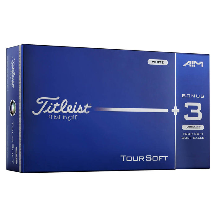 Titleist Tour Soft 1 Dozen + 3 Bonus Golf Balls (with AIM Blue) Golf Balls