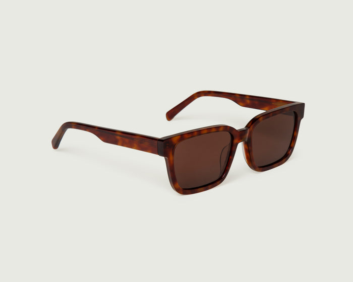 Deep Tort ::Triton Sunglasses square tort bioacetate polarized front diagonal