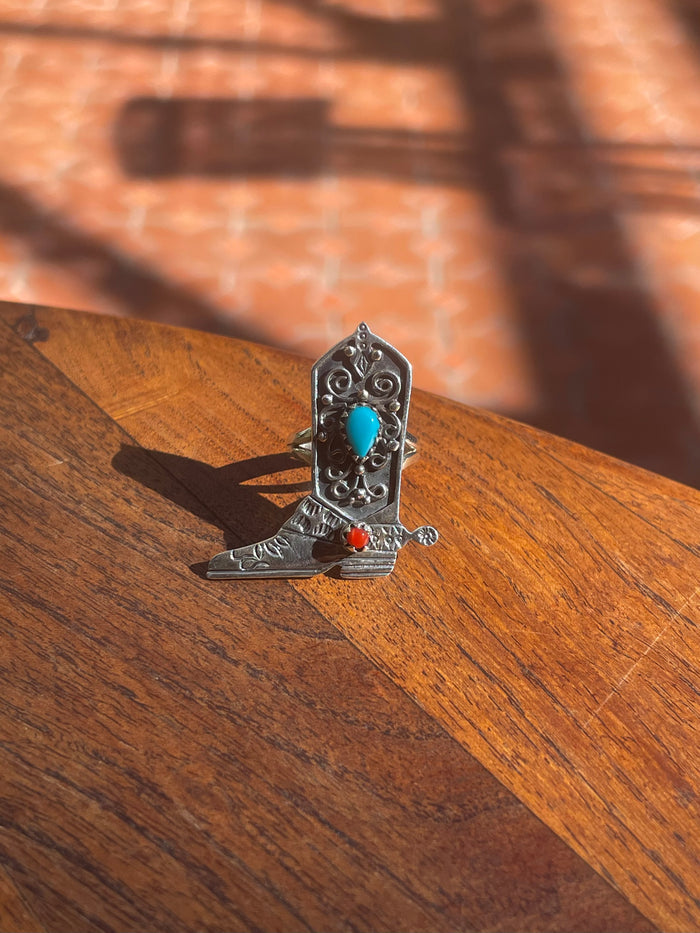 Turquoise Boot Ring Size 6 | 925 Sterling Silver C861