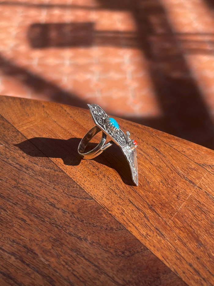 Turquoise Boot Ring Size 6 | 925 Sterling Silver C861