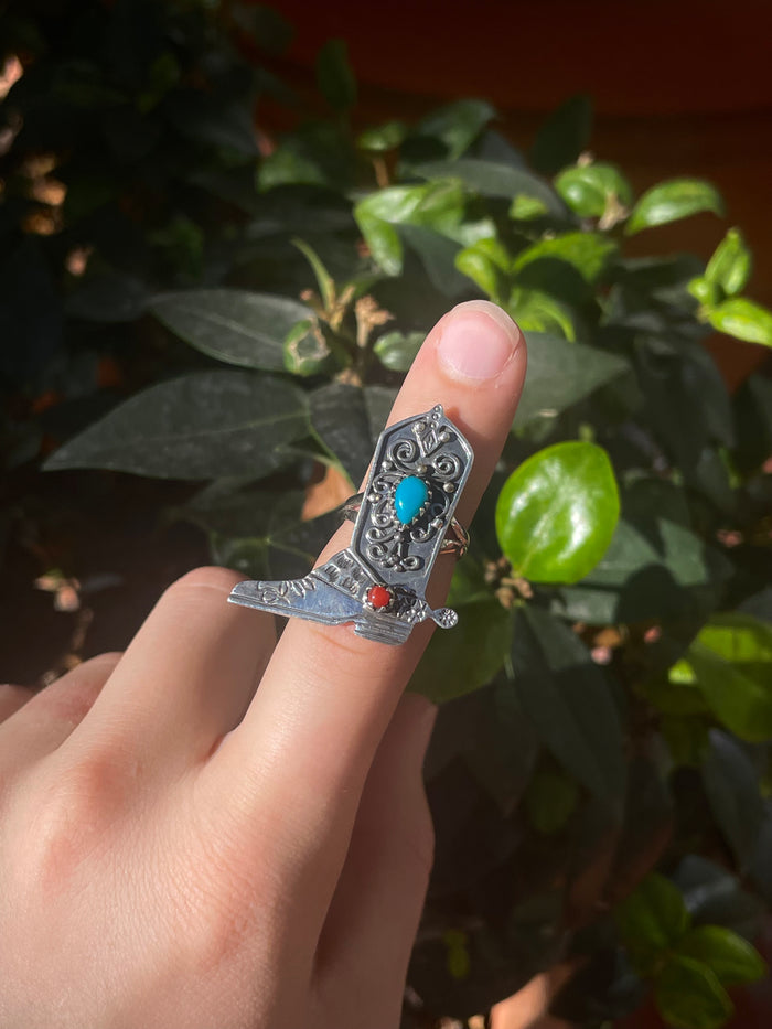Turquoise Boot Ring Size 6 | 925 Sterling Silver C861
