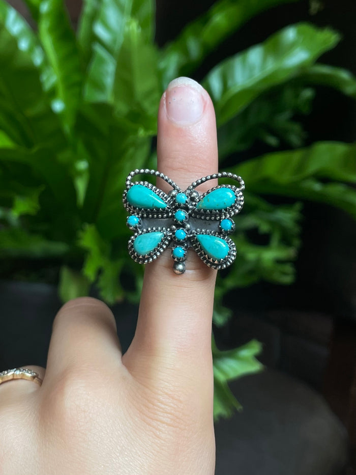 Turquoise Butterfly Ring Size 6.75 | 925 Sterling Silver G269