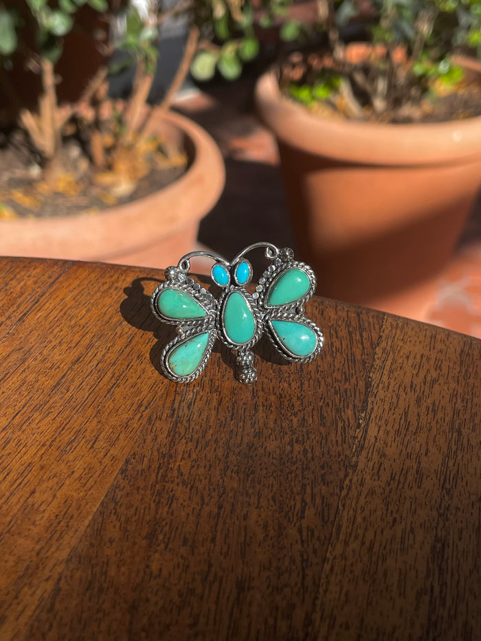 Turquoise Butterfly Ring Size 8 | 925 Sterling Silver C855