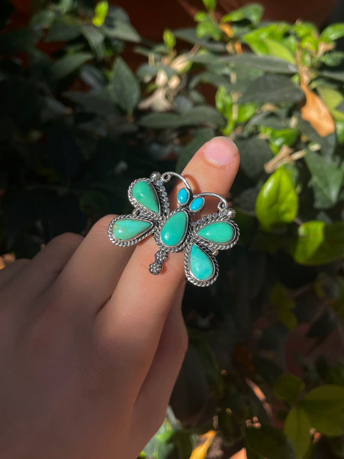 Turquoise Butterfly Ring Size 8 | 925 Sterling Silver C855