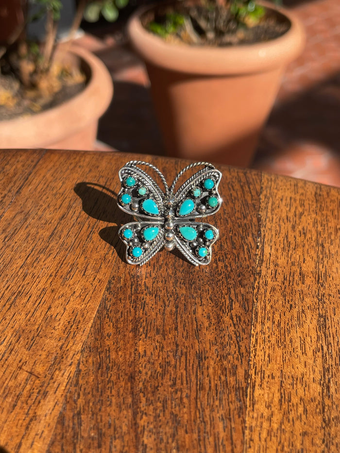 Turquoise Butterfly Ring Size 9 | 925 Sterling Silver C853